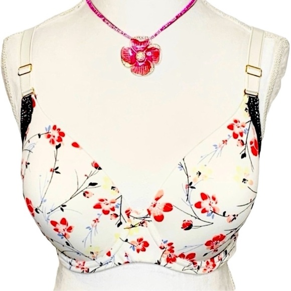 SOMA Bra Embraceable Underwire Hook n eye closure Full coverage Floral 38DD/38E - Picture 1 of 10